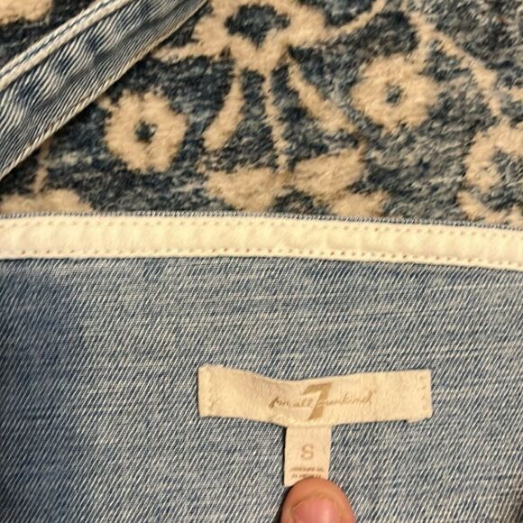 7 For All Mankind Blue Bow Button Front Denim Dress Contemporary Festival - Picture 16 of 16